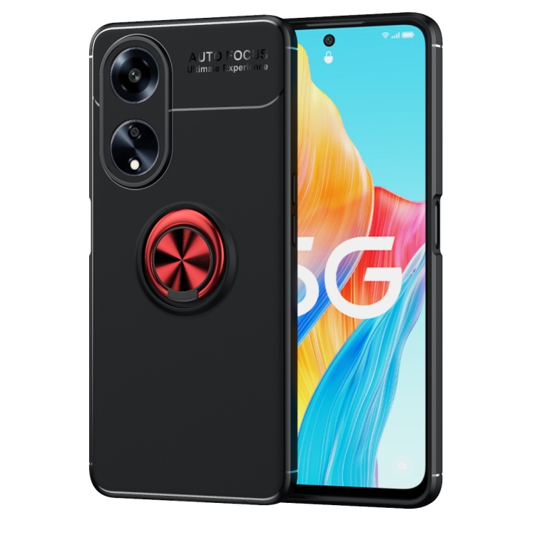 

For OPPO A1 5G Metal Ring Holder TPU Phone Case(Black+Red)