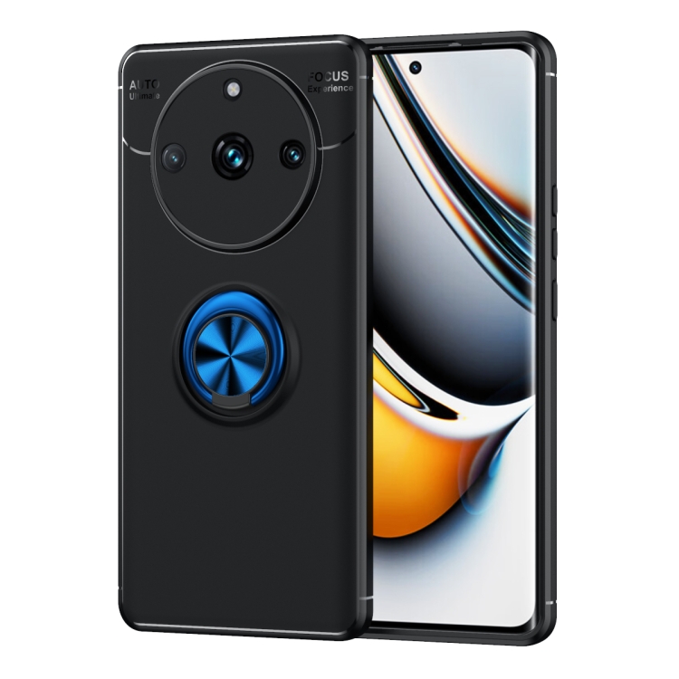 

For Realme 11 Pro+ Metal Ring Holder TPU Phone Case(Black+Blue)