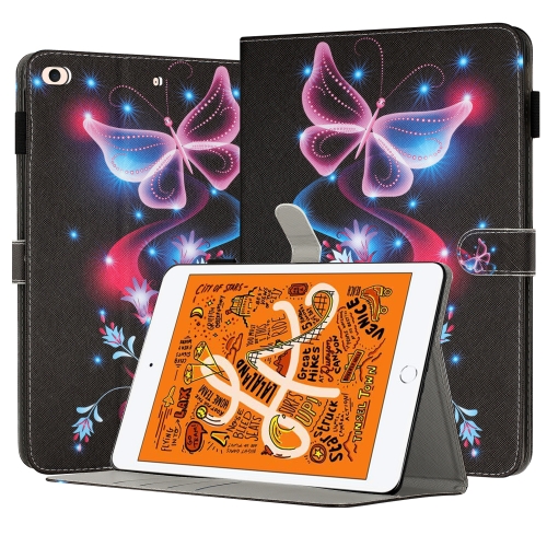 

For iPad mini 5 / 4 / 3 / 2 / 1 Painted Leather Smart Tablet Case(Fluorescent Butterflies)