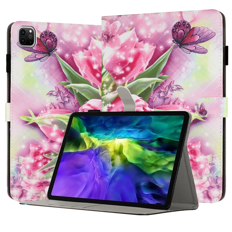 

For iPad Pro 11 2022 / 2021 / 2020 Painted Leather Smart Tablet Case(Rose Butterfly)