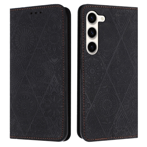 

For Samsung Galaxy S23+ 5G Ethnic Embossed Adsorption Leather Phone Case(Black)