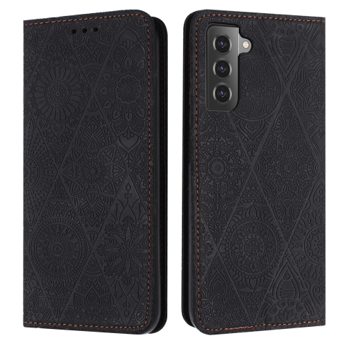 

For Samsung Galaxy S21 5G Ethnic Embossed Adsorption Leather Phone Case(Black)