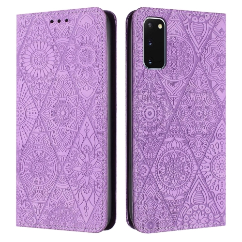 

For Samsung Galaxy S20 Ethnic Embossed Adsorption Leather Phone Case(Purple)