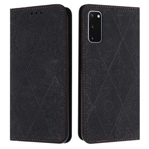 

For Samsung Galaxy S20 Ethnic Embossed Adsorption Leather Phone Case(Black)