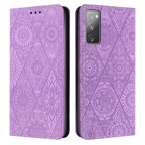 

For Samsung Galaxy S20 FE Ethnic Embossed Adsorption Leather Phone Case(Purple)