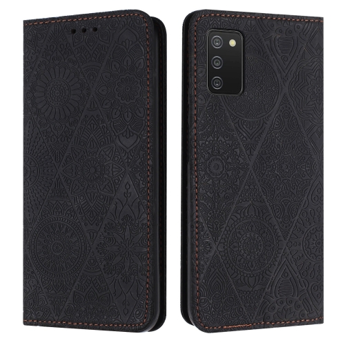 

For Samsung Galaxy A02s 166mm Ethnic Embossed Adsorption Leather Phone Case(Black)