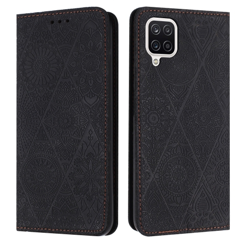 

For Samsung Galaxy A12 5G Ethnic Embossed Adsorption Leather Phone Case(Black)