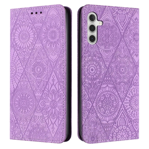 

For Samsung Galaxy A14 4G/5G Ethnic Embossed Adsorption Leather Phone Case(Purple)