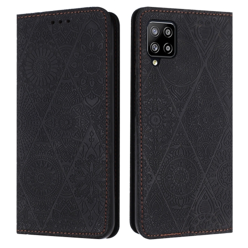 

For Samsung Galaxy A22 4G Ethnic Embossed Adsorption Leather Phone Case(Black)