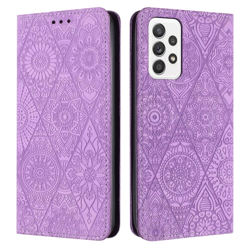 

For Samsung Galaxy A23 Ethnic Embossed Adsorption Leather Phone Case(Purple)