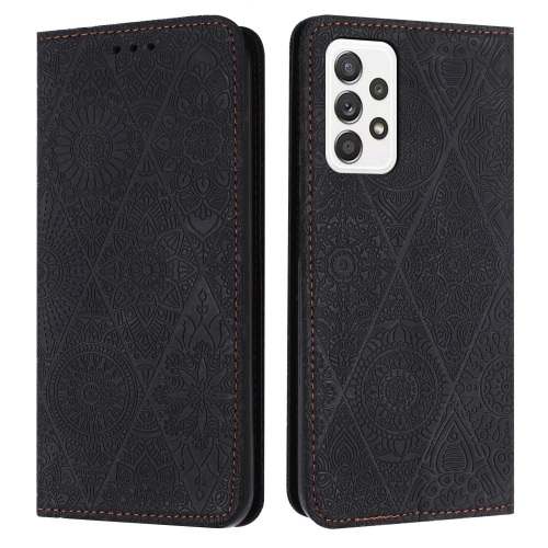 

For Samsung Galaxy A33 Ethnic Embossed Adsorption Leather Phone Case(Black)