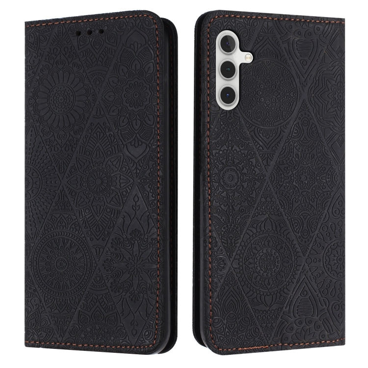

For Samsung Galaxy A34 Ethnic Embossed Adsorption Leather Phone Case(Black)