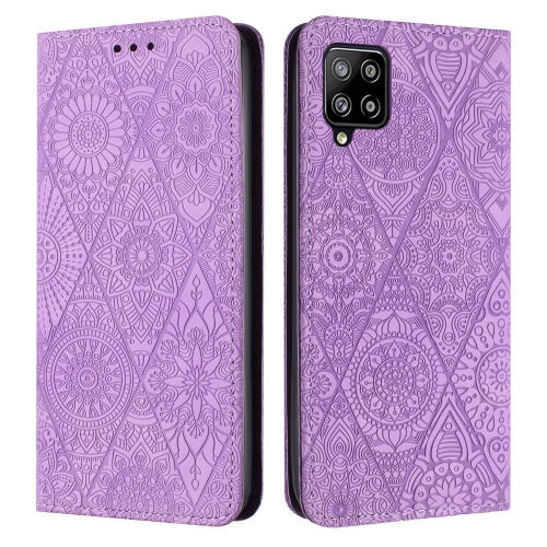 

For Samsung Galaxy A42 5G Ethnic Embossed Adsorption Leather Phone Case(Purple)
