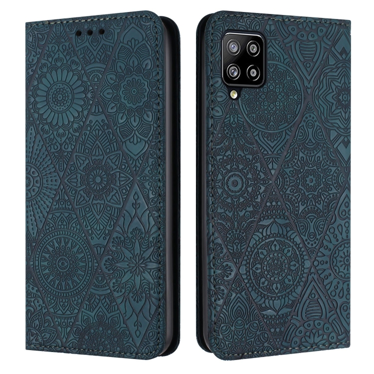

For Samsung Galaxy A42 5G Ethnic Embossed Adsorption Leather Phone Case(Blue)