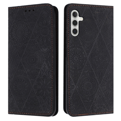 

For Samsung Galaxy A54 5G Ethnic Embossed Adsorption Leather Phone Case(Black)