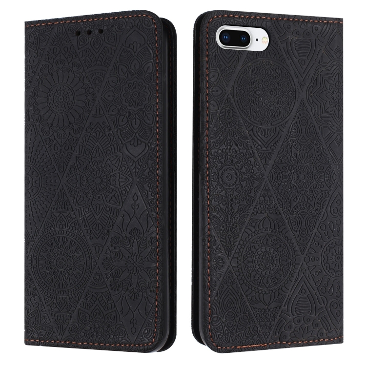 

For iPhone 7 Plus / 8 Plus Ethnic Embossed Adsorption Leather Phone Case(Black)