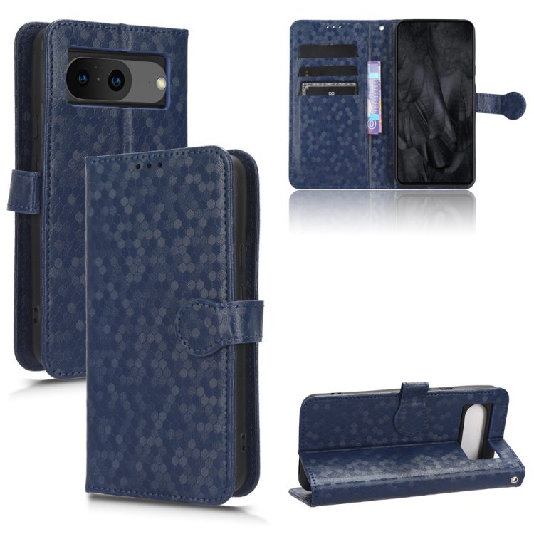 

For Google Pixel 8 Honeycomb Dot Texture Leather Phone Case(Blue)