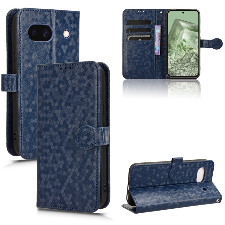 

For Google Pixel 8a Honeycomb Dot Texture Leather Phone Case(Blue)