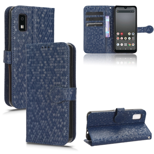 

For Sharp Aquos Wish 3 Honeycomb Dot Texture Leather Phone Case(Blue)