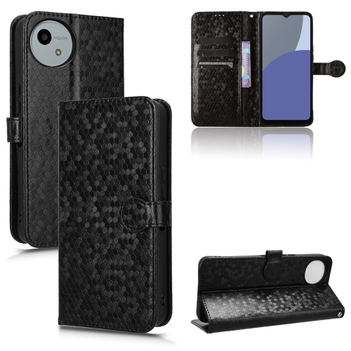 

For Sharp Aquos Wish 4 Honeycomb Dot Texture Leather Phone Case(Black)
