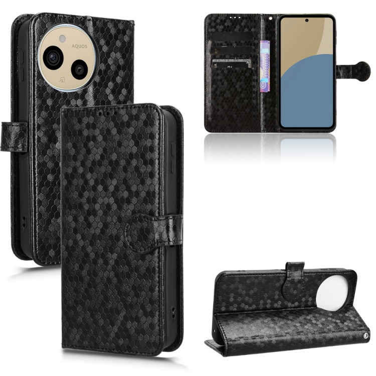 

For Sharp Aquos Sense9 Honeycomb Dot Texture Leather Phone Case(Black)