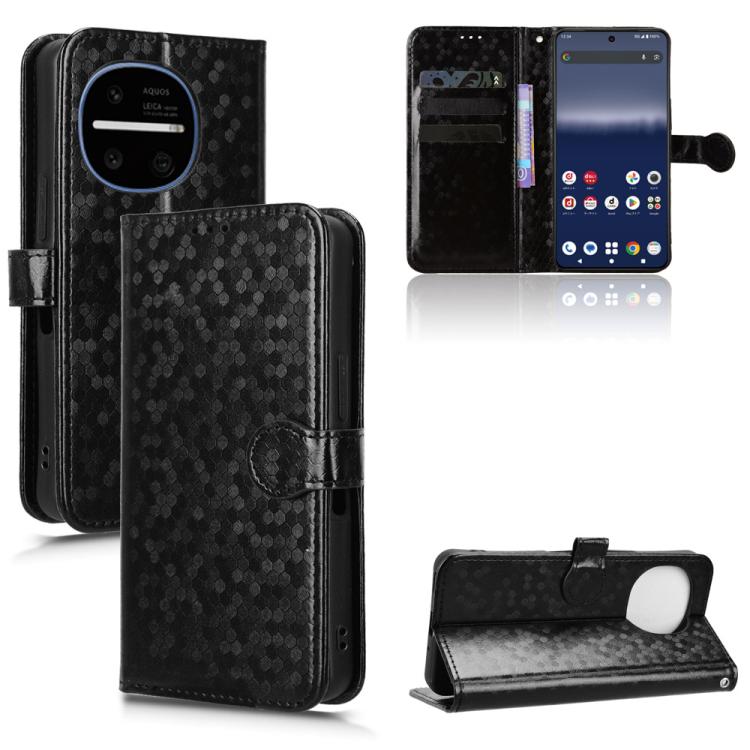 

For Sharp Aquos R11 Honeycomb Dot Texture Leather Phone Case(Black)