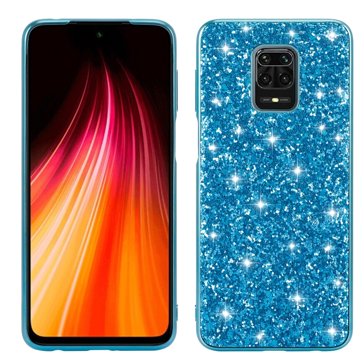 

For Xiaomi Redmi Note 9 Pro Glitter Powder Shockproof TPU Protective Case(Blue)