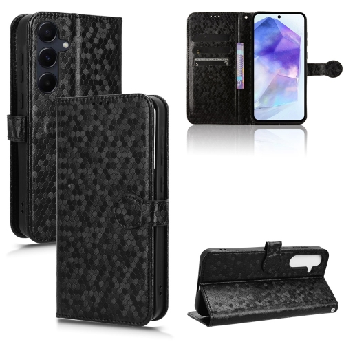 

For Samsung Galaxy A55 5G Honeycomb Dot Texture Leather Phone Case(Black)