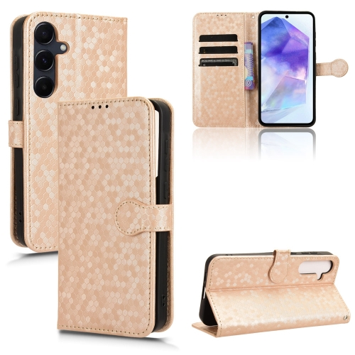

For Samsung Galaxy A35 5G Honeycomb Dot Texture Leather Phone Case(Gold)