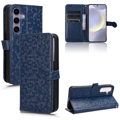 

For Samsung Galaxy S24 5G Honeycomb Dot Texture Leather Phone Case(Blue)