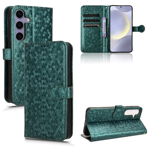 

For Samsung Galaxy S24+ 5G Honeycomb Dot Texture Leather Phone Case(Green)