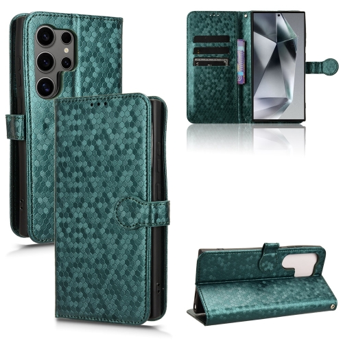 

For Samsung Galaxy S24 Ultra 5G Honeycomb Dot Texture Leather Phone Case(Green)