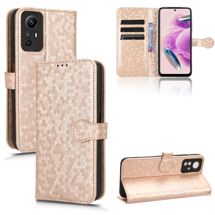 

For Xiaomi Redmi Note 12S 4G Honeycomb Dot Texture Leather Phone Case(Gold)