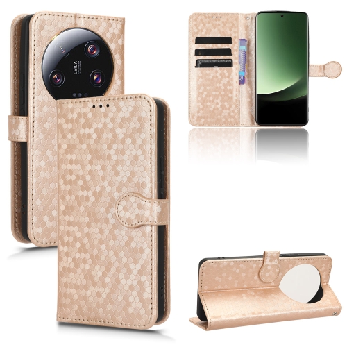 

For Xiaomi 13 Ultra Honeycomb Dot Texture Leather Phone Case(Gold)