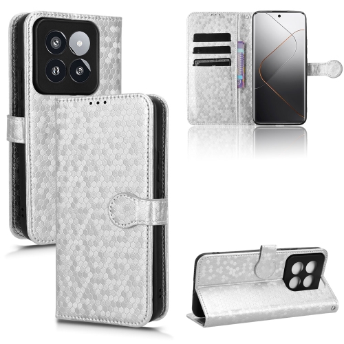 

For Xiaomi 14 Pro Honeycomb Dot Texture Leather Phone Case(Silver)