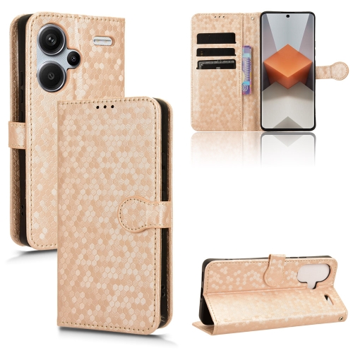 

For Xiaomi Redmi Note 13 Pro+ 5G Honeycomb Dot Texture Leather Phone Case(Gold)