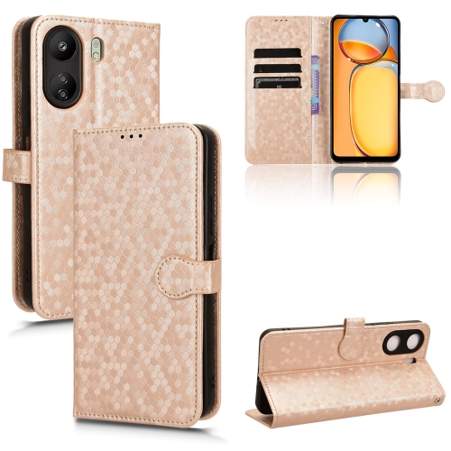 

For Xiaomi Redmi 13C / Poco C65 Honeycomb Dot Texture Leather Phone Case(Gold)