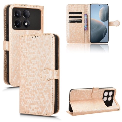 

For Xiaomi Poco X6 Pro / Redmi K70E 5G Honeycomb Dot Texture Leather Phone Case(Gold)