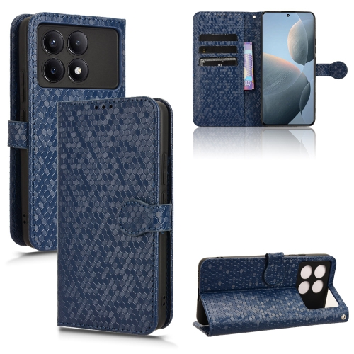 

For Xiaomi Poco X6 Pro / Redmi K70E 5G Honeycomb Dot Texture Leather Phone Case(Blue)