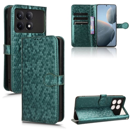 

For Xiaomi Poco X6 Pro / Redmi K70E 5G Honeycomb Dot Texture Leather Phone Case(Green)