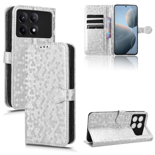 

For Xiaomi Poco X6 Pro / Redmi K70E 5G Honeycomb Dot Texture Leather Phone Case(Silver)