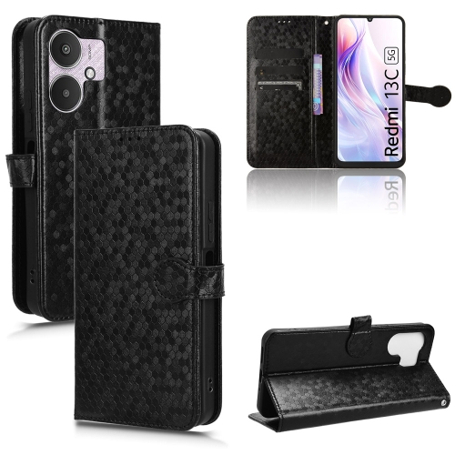 

For Xiaomi Redmi 13C 5G / 4G Honeycomb Dot Texture Leather Phone Case(Black)