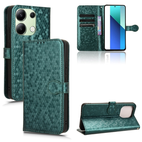 

For Xiaomi Redmi Note 13 4G Honeycomb Dot Texture Leather Phone Case(Green)
