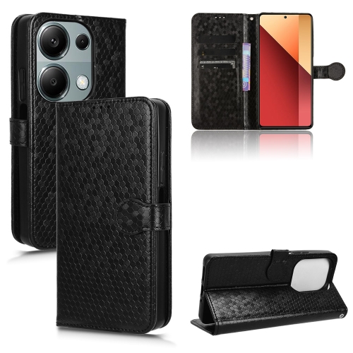

For Xiaomi Redmi Note 13 Pro 4G Global Honeycomb Dot Texture Leather Phone Case(Black)