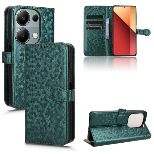 

For Xiaomi Redmi Note 13 Pro 4G Global Honeycomb Dot Texture Leather Phone Case(Green)