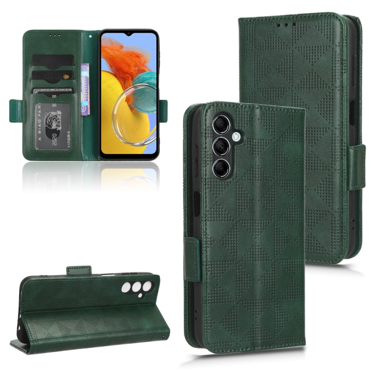 

For Samsung Galaxy M54 5G Symmetrical Triangle Pattern Leather Phone Case(Green)