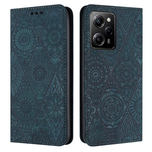 

For Redmi Note 12 Pro 5G Global Ethnic Embossed Adsorption Leather Phone Case(Blue)