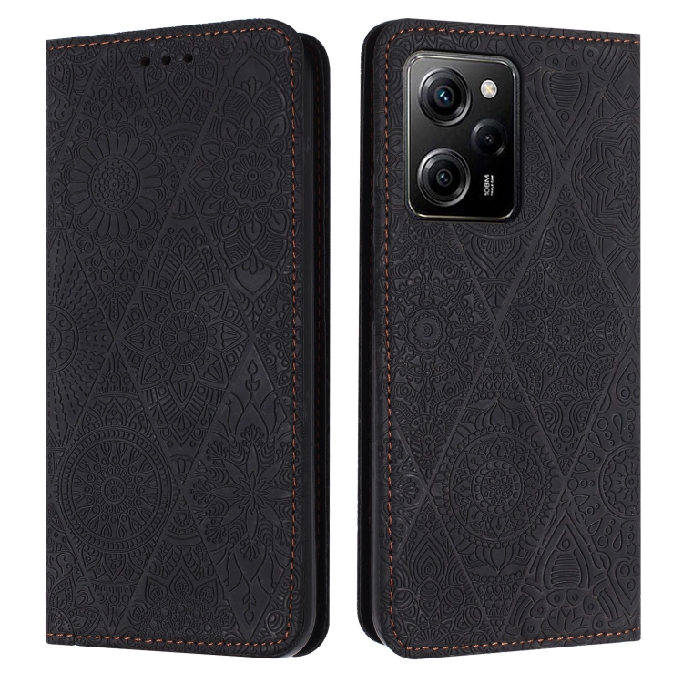 

For Redmi Note 12 Pro 5G Global Ethnic Embossed Adsorption Leather Phone Case(Black)