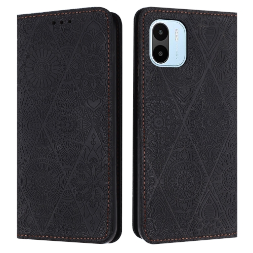 

For Xiaomi Redmi A1 Ethnic Embossed Adsorption Leather Phone Case(Black)