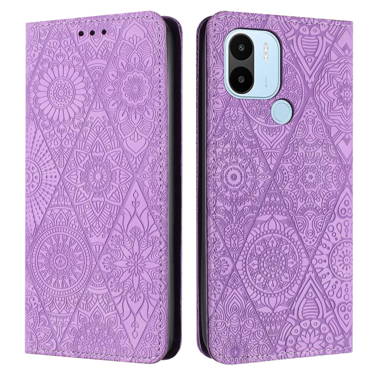 

For Xiaomi Redmi A1+ Ethnic Embossed Adsorption Leather Phone Case(Purple)
